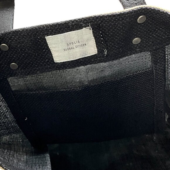 Apolis Jute Market Bag Tall Black Hamilton Bermuda Leather Handles - Picture 8 of 10